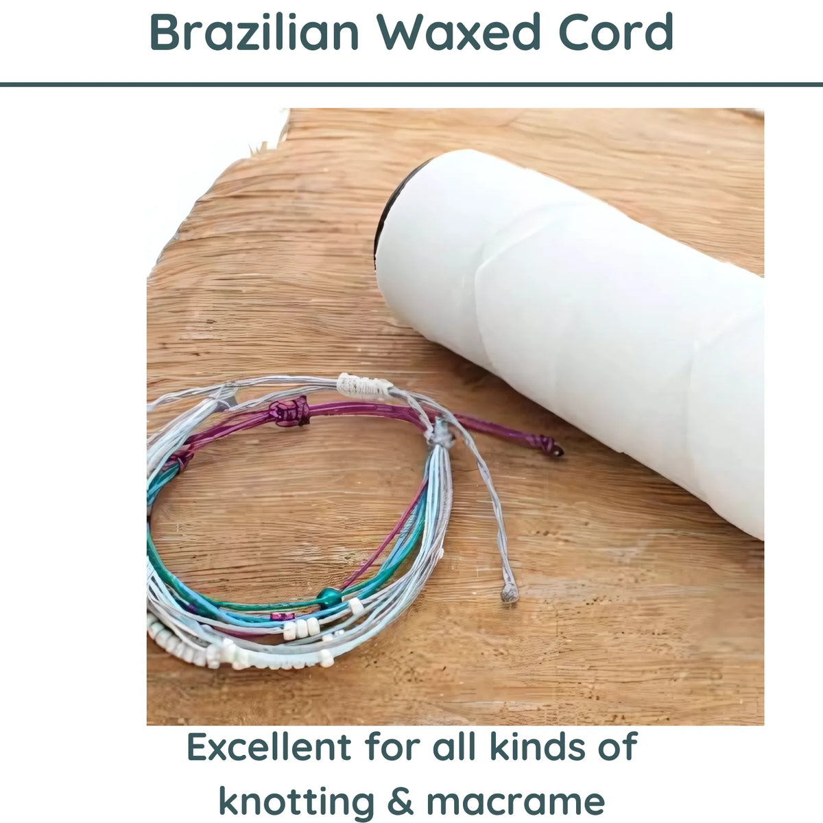 Knot-It®, Waxed Brazilian Cord, 144 Meter Spools, White or Natural - The Argus Collection