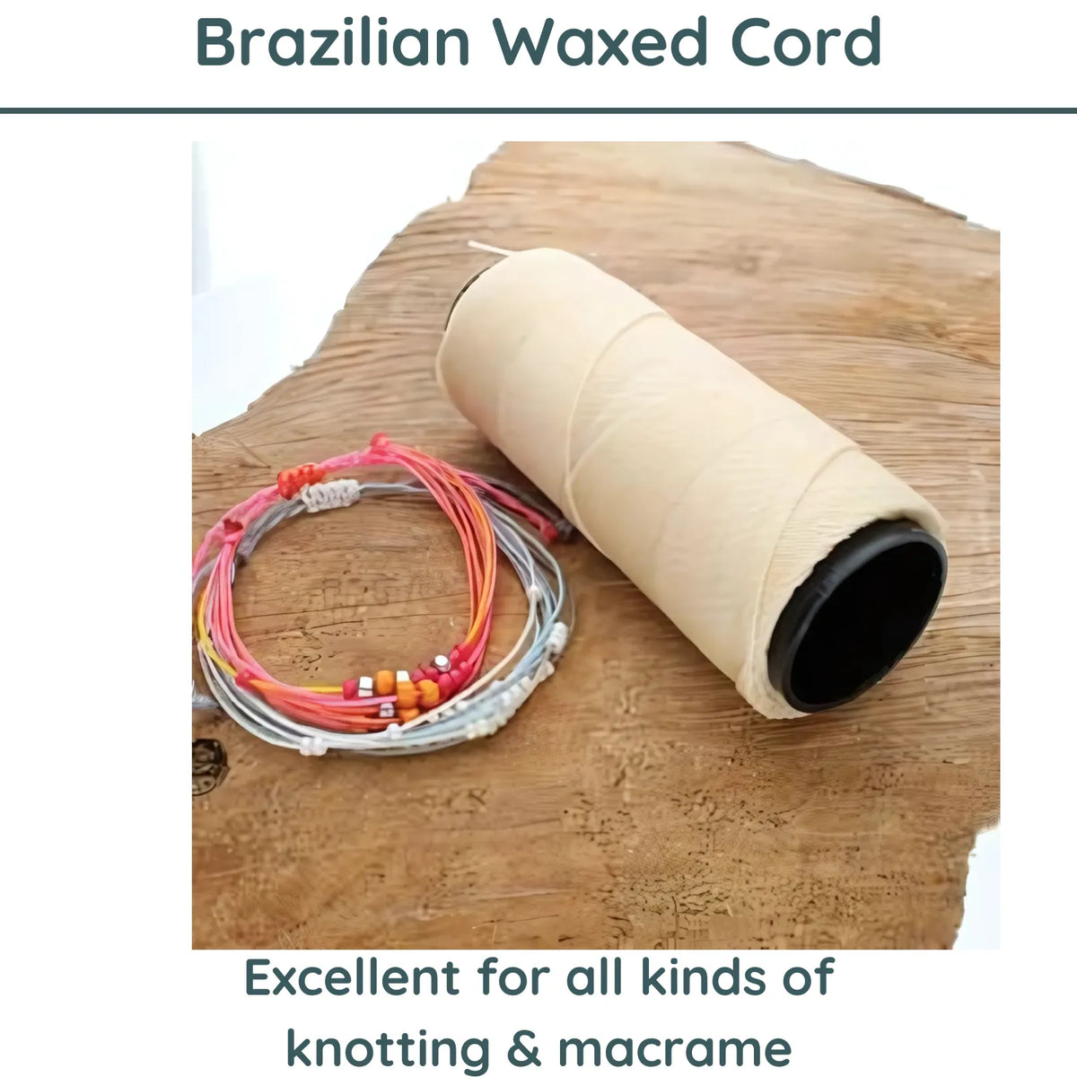 Knot-It®, Waxed Brazilian Cord, 144 Meter Spools, White or Natural - The Argus Collection