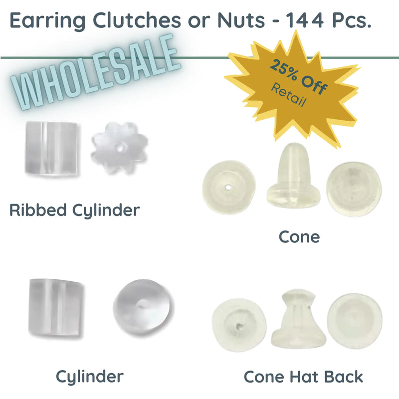 Wholesale, Bead-ssentials ®, Acrylic Earring Nuts, Backs or Clutches, 144 Pieces - The Argus Collection