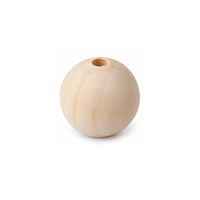 A single unfinished light wood bead with a natural grain and a drilled hole at the top, shown on a plain white background.