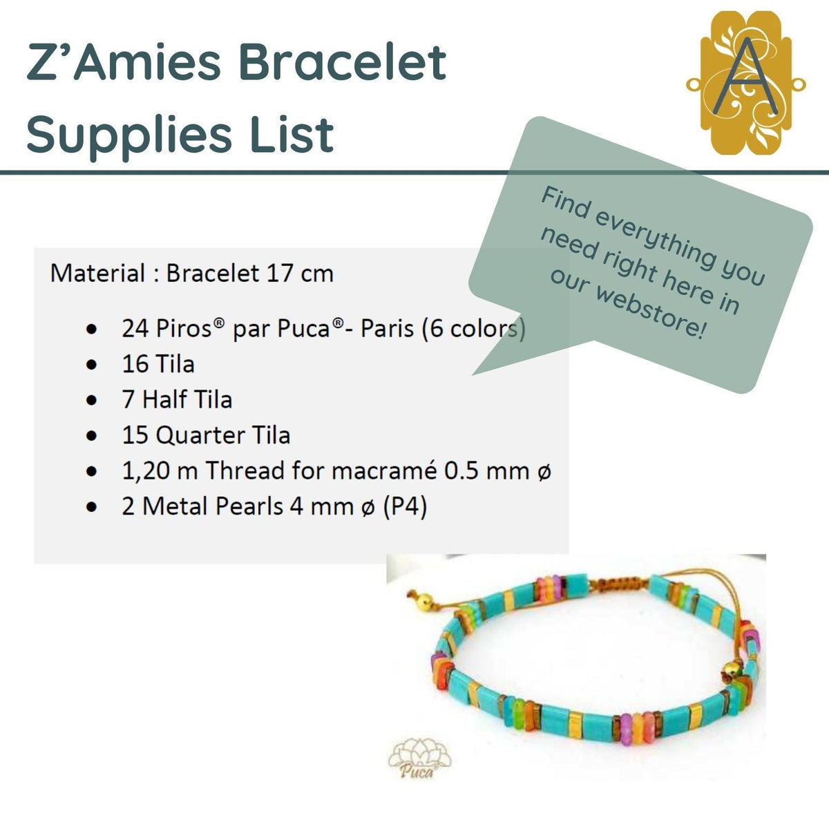 Z'Amies Bracelet Pattern Par Puca - The Argus Collection