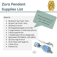 Zora Pendant Pattern par Puca, all your required materials to make this pendant. - The Argus Collection