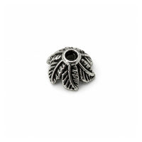 Fern Bead Caps, 11mm, Antique Silver Color, 6 pcs