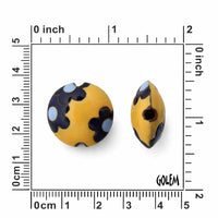 Golem Lentil Beads, Blue Flowers - The Argus Collection