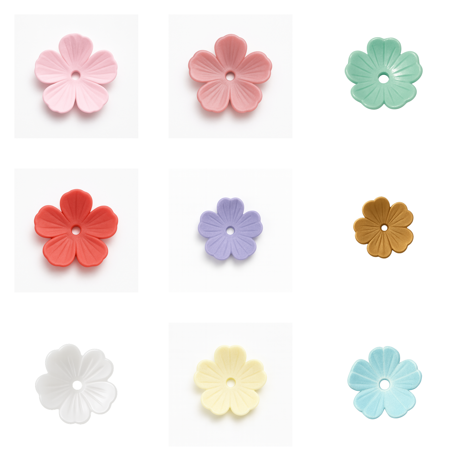 Blossom Lucite Flower Beads or Bead Caps, 10mm