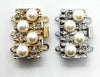 Quadra 3-Strand Box Clasp with Austrian Pearls in 2 Finishes - The Argus Collection