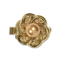 Daisy Swirl 1-Strand Box Clasp with Austrian Pearls & Crystals in 4 Finishes - The Argus Collection