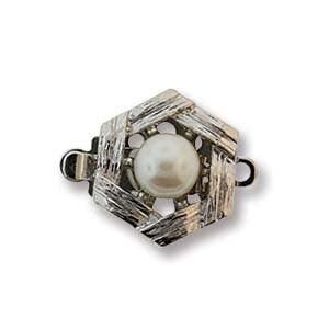 Pearl Hex 1-Strand Box Clasp with Austrian Crystal Pearl in 2 Finishes - The Argus Collection