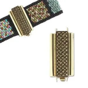 Crosshatch, Beadslide Tube Clasp, 10x24mm - The Argus Collection