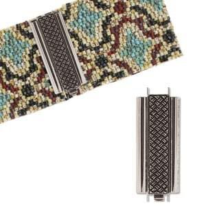 Crosshatch, Beadslide Tube Clasp, 10x29mm - The Argus Collection