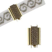 Crosshatch Beadslide, ube Clasp, 10x18mm - The Argus Collection