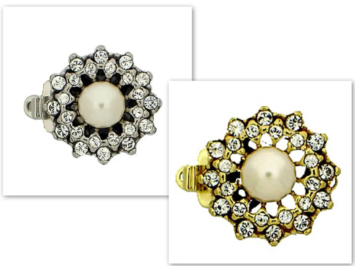 Marva 1-Strand Box Clasp with Austrian Pearls & Crystals in 2 Finishes - The Argus Collection