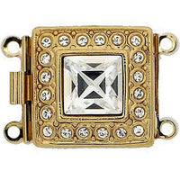 Crystal Square (Large) 2-Strand Box Clasp with Austrian Crystals in 2 Finishes - The Argus Collection