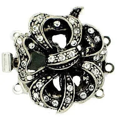 Heavenly Bow 3-Strand Box Clasp with Austrian Crystals in 2 Finishes - The Argus Collection