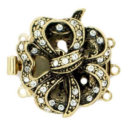 Heavenly Bow 3-Strand Box Clasp with Austrian Crystals in 2 Finishes - The Argus Collection