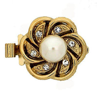 Daisy Swirl 1-Strand Box Clasp with Austrian Pearls & Crystals in 4 Finishes - The Argus Collection