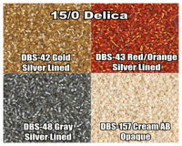 15/0 Miyuki Delica beads, DBS0042, DBS0043, DBS0048, DBS0157 - 7 grams tube - The Argus Collection