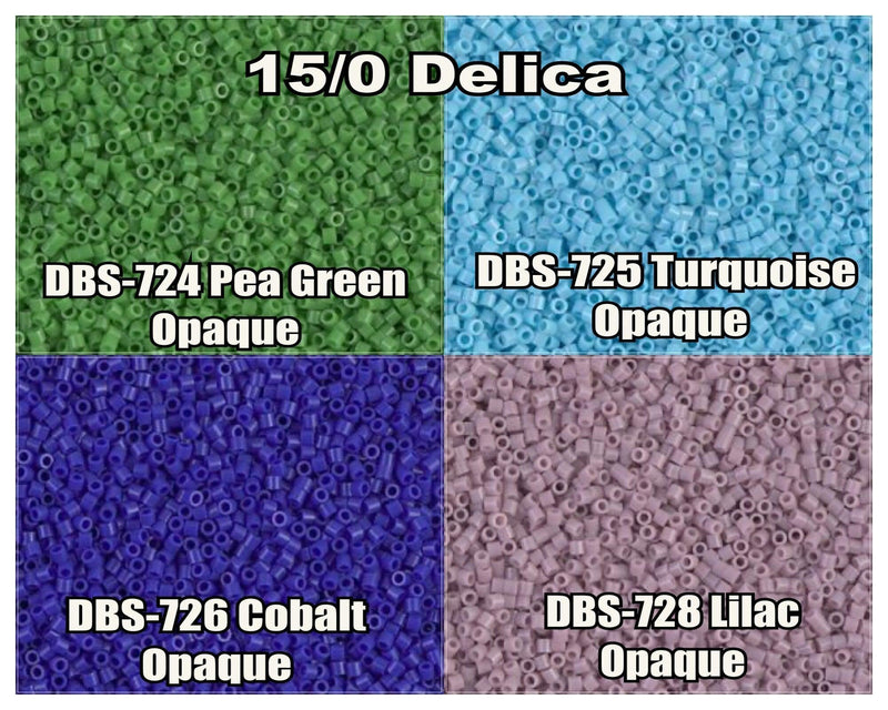 15/0 Miyuki Delica beads, DBS0724, DBS0725, DBS0726, DBS0728 - The Argus Collection