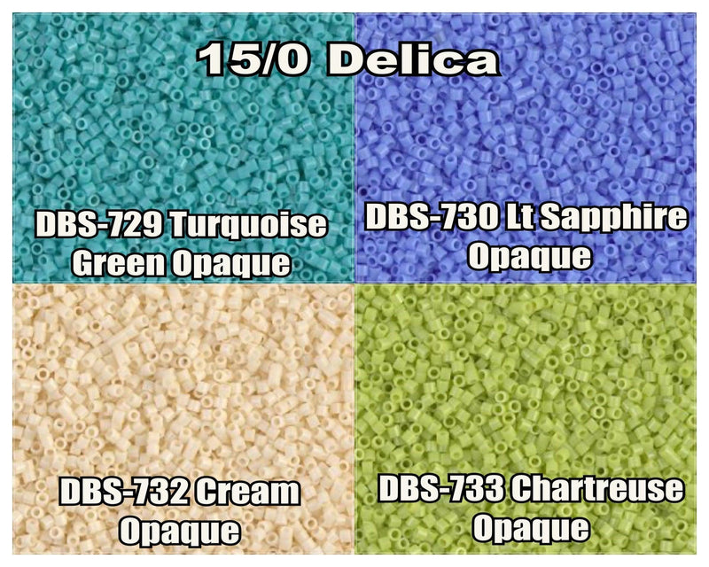 15/0 Miyuki Delica beads, DBS0729, DBS0730, DBS0732, DBS0733 - 7 grams tube - The Argus Collection