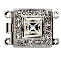 Crystal Square (Large) 2-Strand Box Clasp with Austrian Crystals in 2 Finishes - The Argus Collection