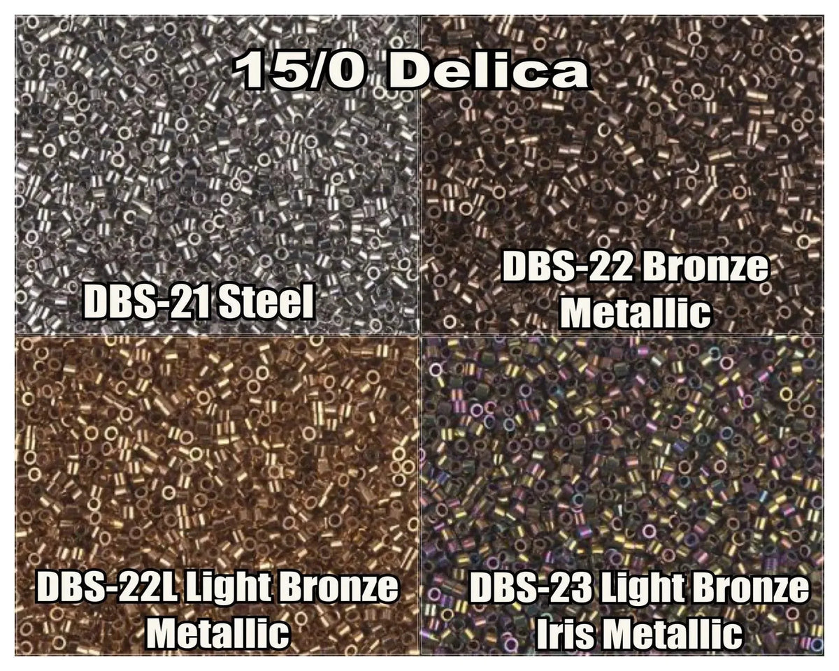 15/0 Miyuki Delica beads, DBS0021, DBS0022, DBS0022L, DBS0023 - 7 grams tube - The Argus Collection