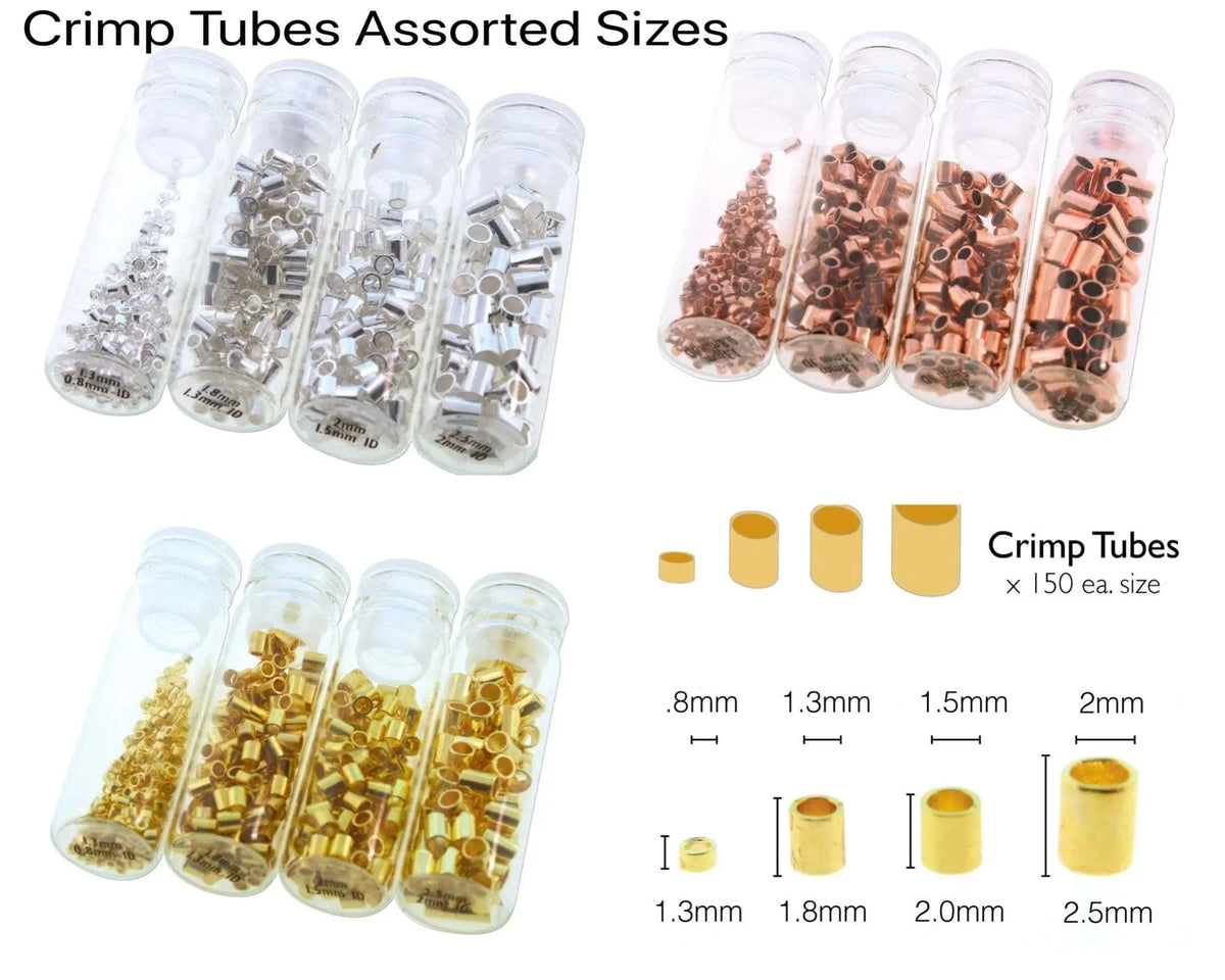 So Handy! Crimp Tube Assorted Sizes, 600 Pieces, 150 each .8, 1.3, 1.5 and 2mm, Silver, Copper or Gold Plate, Beadsmith Basic Elements - The Argus Collection