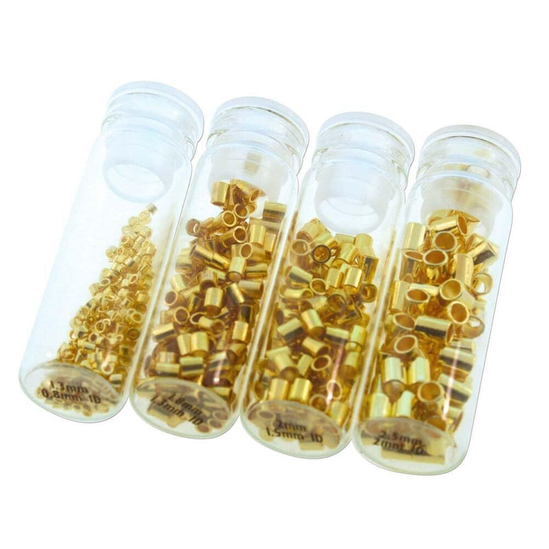 So Handy! Crimp Tube Assorted Sizes, 600 Pieces, 150 each .8, 1.3, 1.5 and 2mm, Silver, Copper or Gold Plate, Beadsmith Basic Elements - The Argus Collection