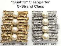 Quattro 5-Strand Box Clasp with Austrian Pearls in 2 Finishes - The Argus Collection