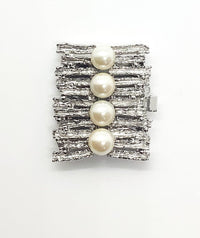 Quattro 5-Strand Box Clasp with Austrian Pearls in 2 Finishes - The Argus Collection