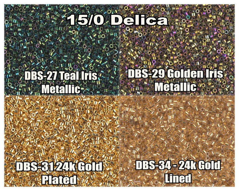 15/0 Miyuki Delica beads, DBS0027, DBS0029, DBS0031, DBS0033 - 7 grams tube - The Argus Collection