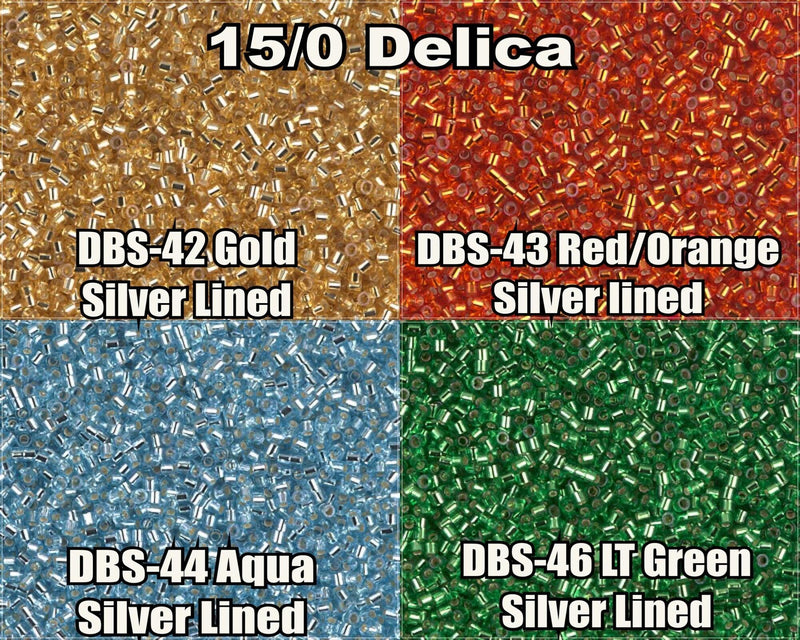 15/0 Miyuki Delica beads, DBS0042, DBS0043, DBS0044, DBS0046 - 7 grams tube - The Argus Collection