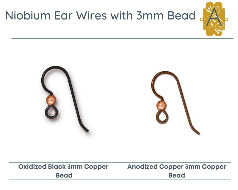 Tierracast, NIOBIUM French Hook Ear Wires, with 2 or 3mm bead, TierraCast, 2 Pair - The Argus Collection