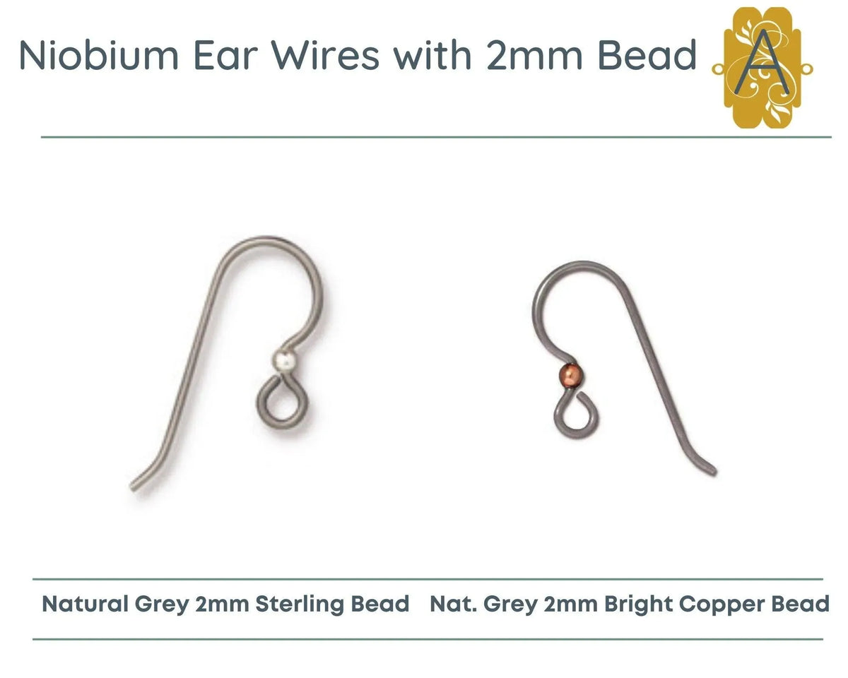 Tierracast, NIOBIUM French Hook Ear Wires, with 2 or 3mm bead, TierraCast, 2 Pair - The Argus Collection