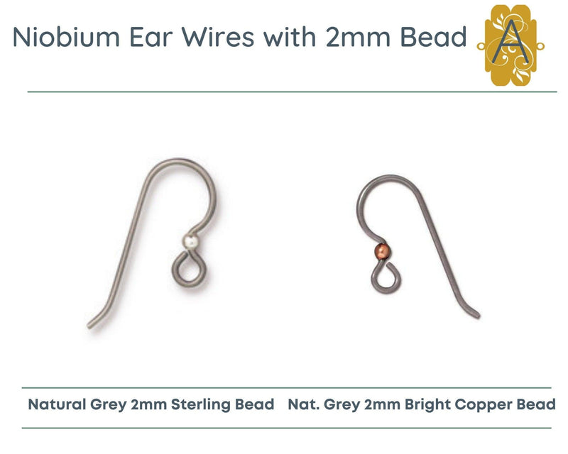 Tierracast, NIOBIUM French Hook Ear Wires, with 2 or 3mm bead, TierraCast, 2 Pair - The Argus Collection