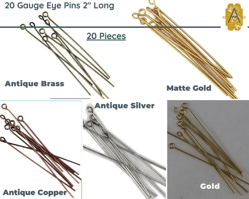 20 Gauge Eye Pins, 20 Pieces, 5 Finishes - The Argus Collection