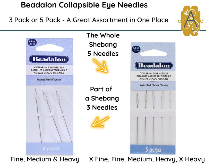 COLLAPSIBLE Eye Variety Pack, 3 or 5 Needles, 2.5"\6.3cm, Extra Fine, Fine, Medium, Heavy & Extra Heavy - ArgusCollection