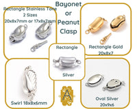 Stainless Steel Bayonet, Push Pull or Peanut Clasp, 1-Strand with Jump Ring, Various Options - The Argus Collection