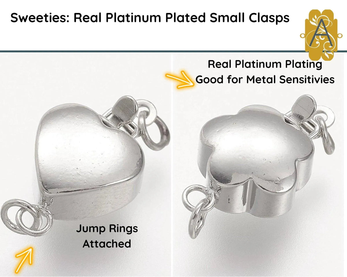 Sweeties, Small Real Platinum Plated Clasps, 2 Sets per Order - The Argus Collection