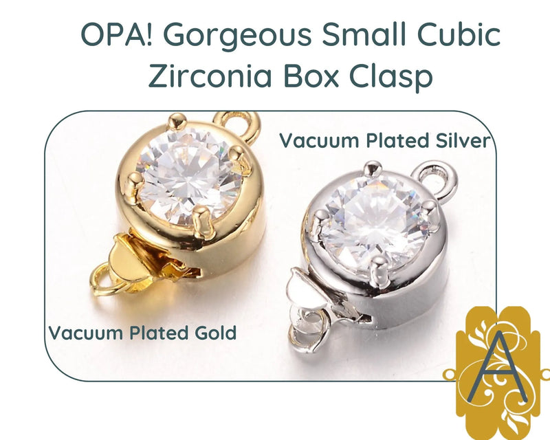 OPA! Cubic Zirconia Box Clasp, AB Crystal, 1 Strand, 2 Finishes - The Argus Collection