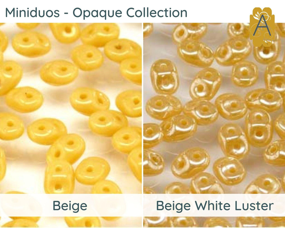 MIniduo Beads, 10g. ~205 Beads, Opaque Collection, 7 Colors - The Argus Collection