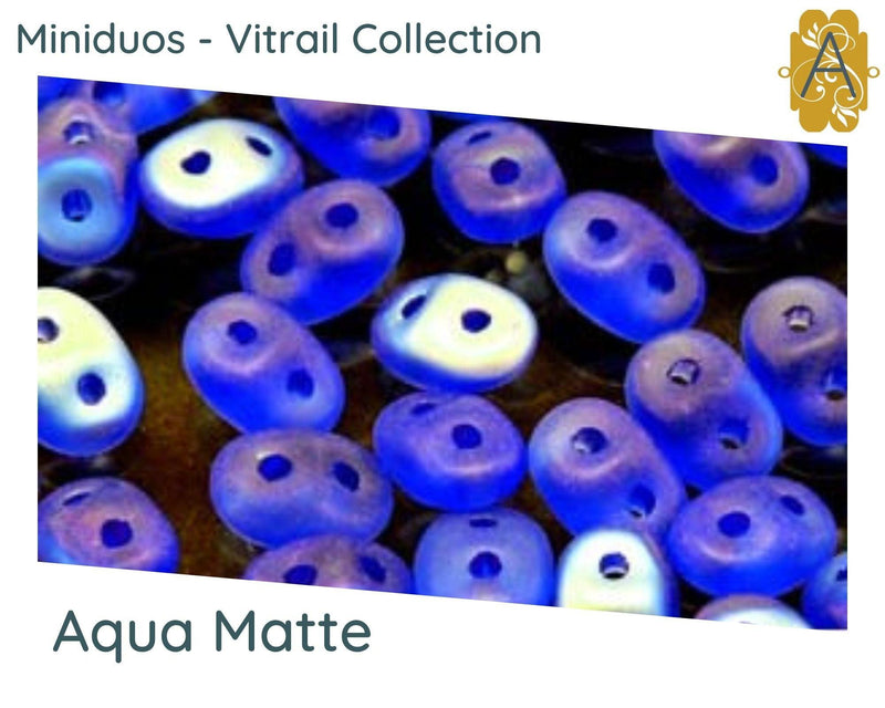 Miniduo Beads, 10g. ~205 Beads, Vitrail Collection, 5 Colors - The Argus Collection