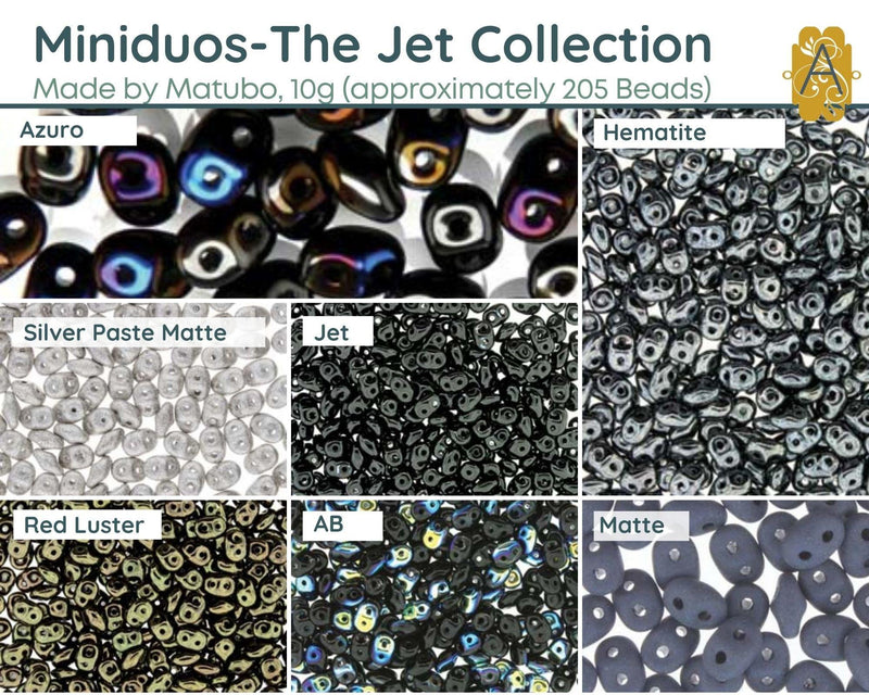 Miniduo Beads, Jet Collection, 10g. - The Argus Collection