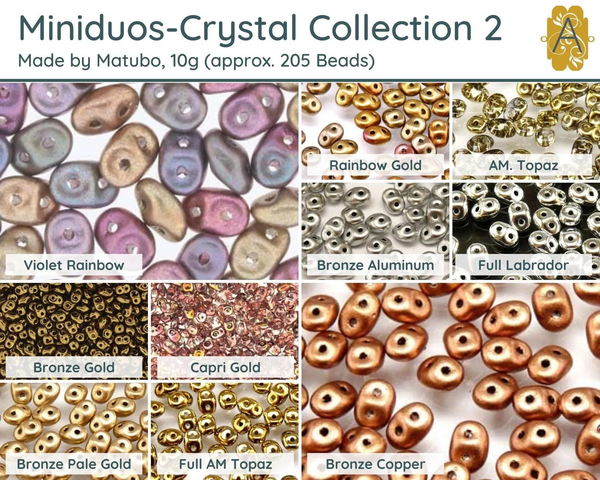 Miniduo Beads, Crystal Collection #2, 10g. - The Argus Collection