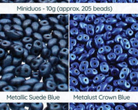 Miniduo Beads, 10g. ~205 Beads, Metallic and Metalust Collection - The Argus Collection