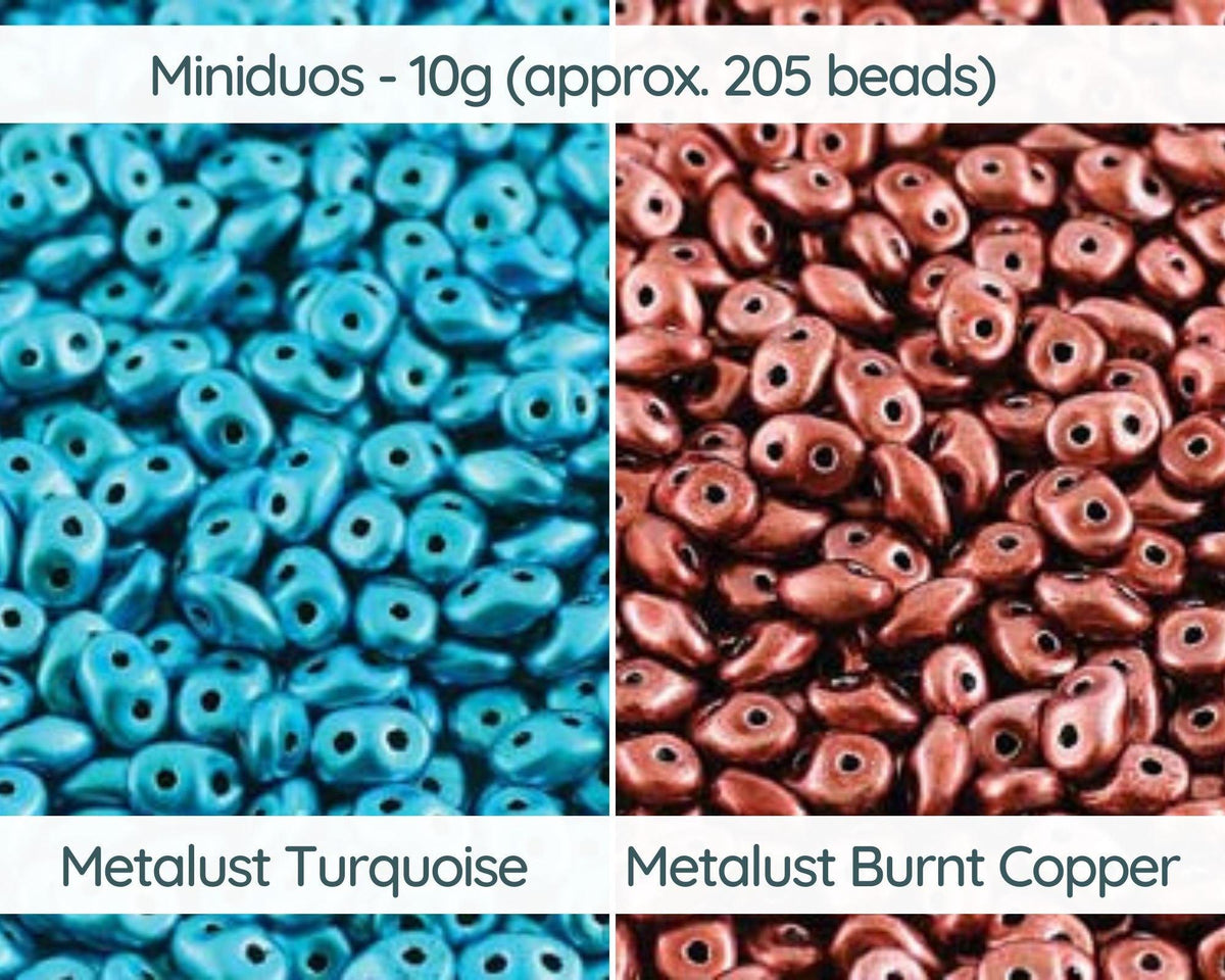 Miniduo Beads, 10g. ~205 Beads, Metallic and Metalust Collection - The Argus Collection