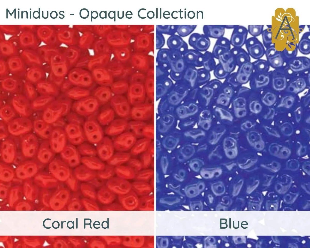 MIniduo Beads, 10g. ~205 Beads, Opaque Collection, 7 Colors - The Argus Collection