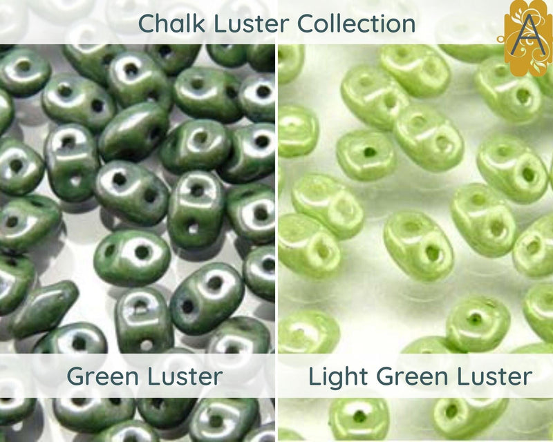 Miniduo Beads, 10g. ~205 Beads, Chalk Luster Collection, 8 Colors - The Argus Collection