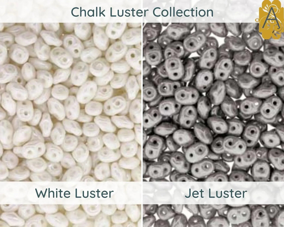 Miniduo Beads, 10g. ~205 Beads, Chalk Luster Collection, 8 Colors - The Argus Collection