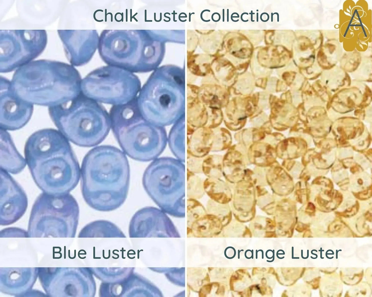 Miniduo Beads, 10g. ~205 Beads, Chalk Luster Collection, 8 Colors - The Argus Collection