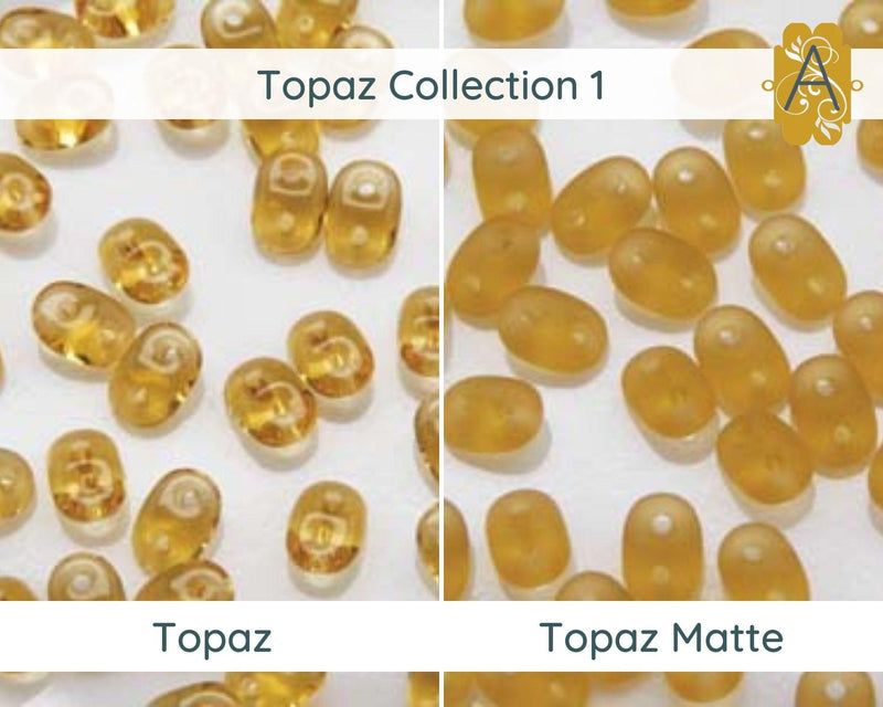 Miniduo Beads, Topaz Collection, 10g. - The Argus Collection